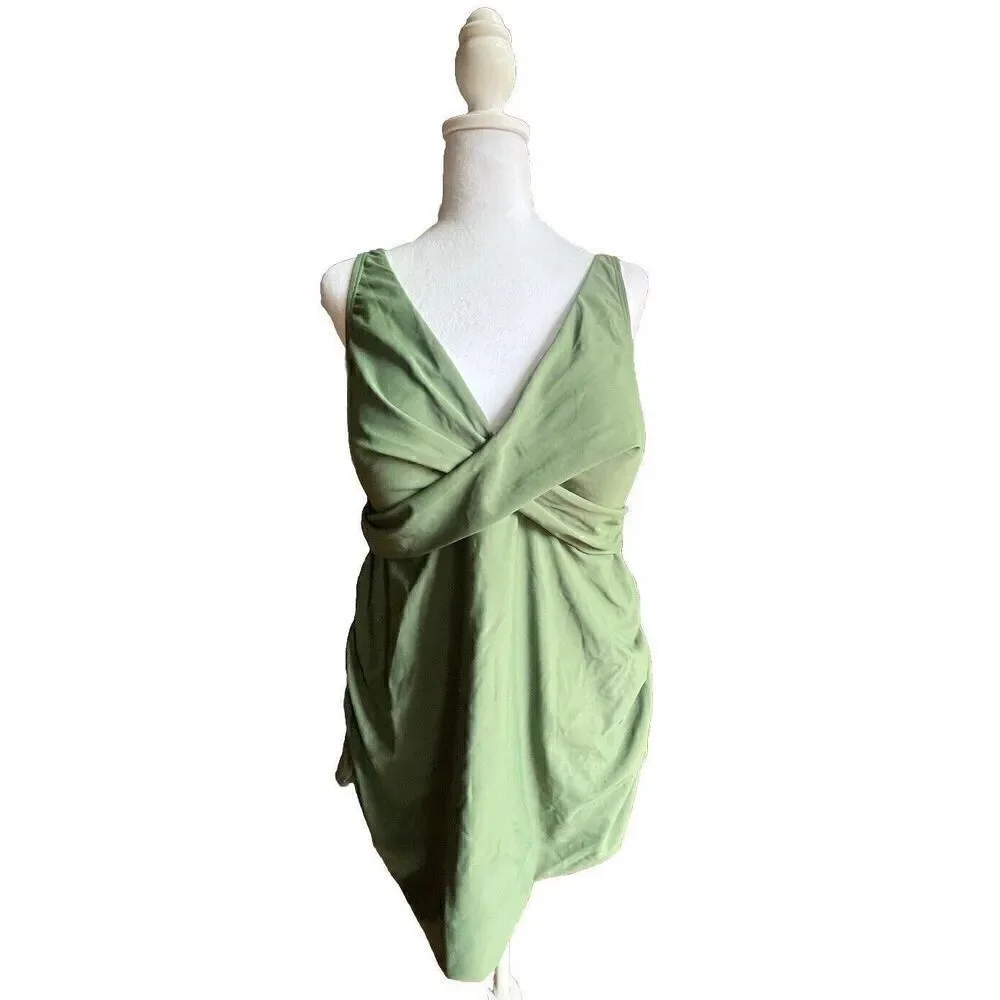 Aqua Eve Tankini Top Women Padded Adjustable GREEN Size 18W NWT - Picture 1 of 5